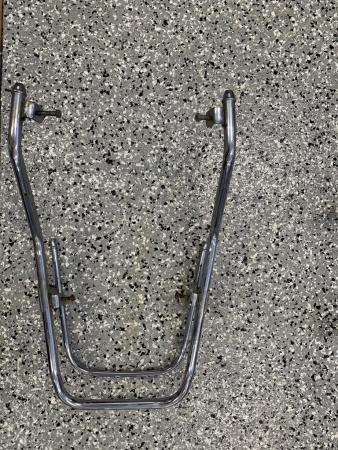 This is an image of a vespa p200e luggage carrier rack, front mudguard bumper bar & rear grab bar rail