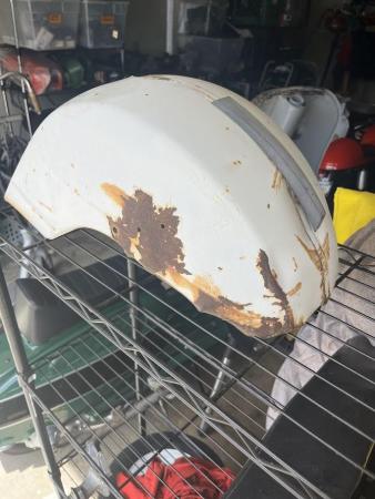 This is a photograph of a battered p200 mudguard