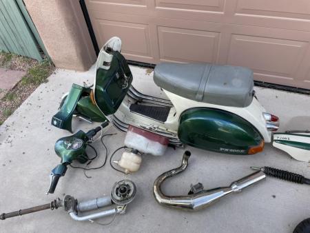This is a pictorial representation of a vespa p200-needs assembly-no motor