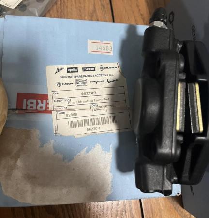 This is a depiction of a vespa p series disc brake parts
